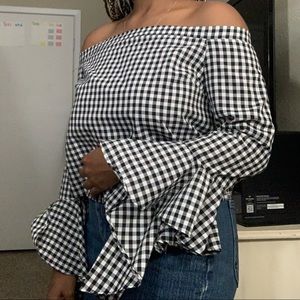 Gingham Off the Shoulder Top